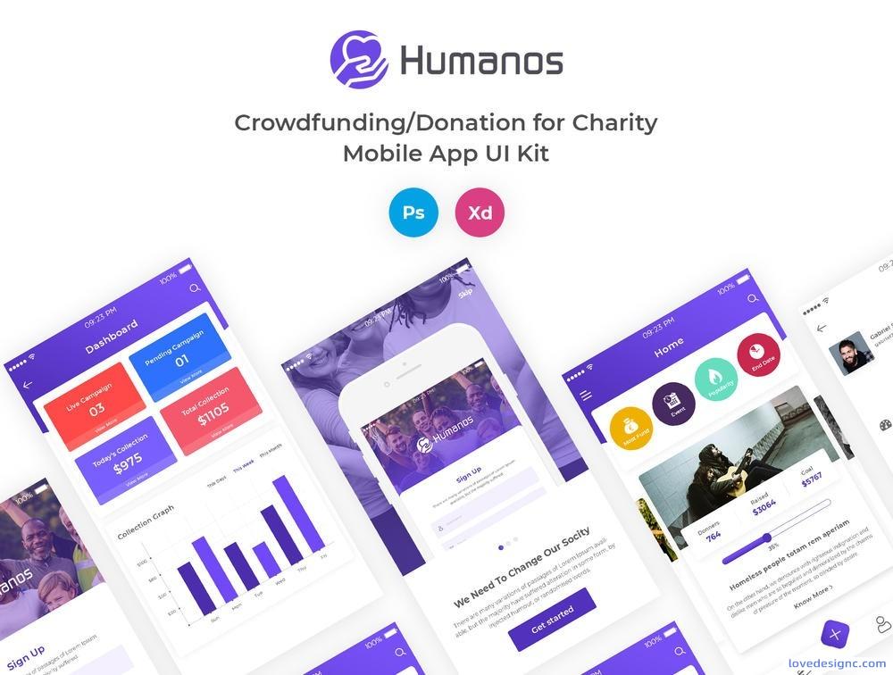 高品质慈善捐赠iOS App UI设计素材下载（提供PSD和XD格式源文件）-爱设计爱分享c