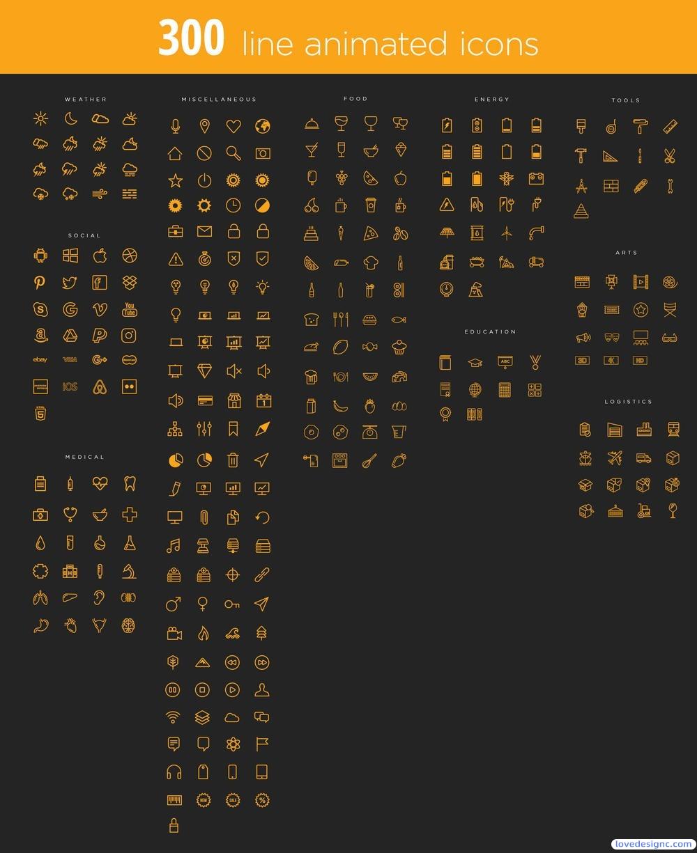 300线形图标设计素材下载-爱设计爱分享c