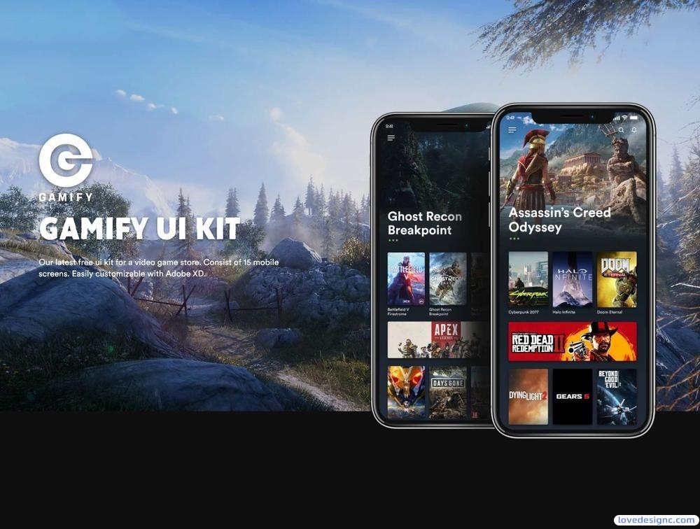 游戏应用GAMIFY的Adobe XD UI套件设计素材下载-爱设计爱分享c