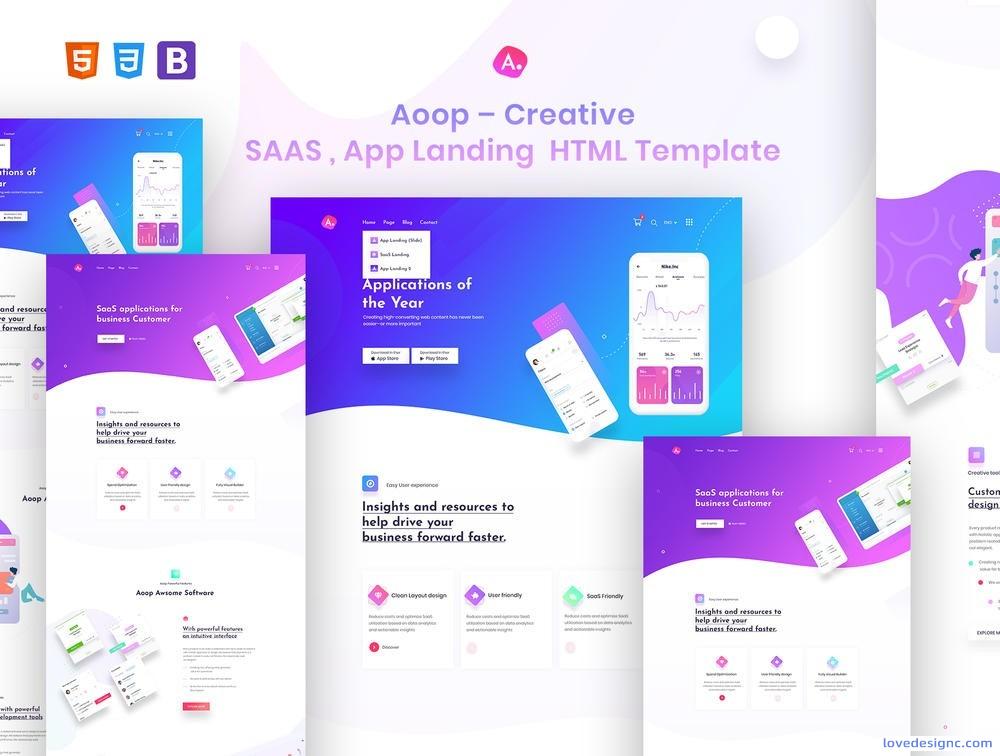 SaaS和Appl登陆页面HTML模板素材下载-爱设计爱分享c